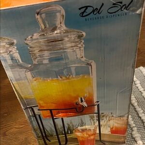Glass Beverage Dispenser with Stand - Clear